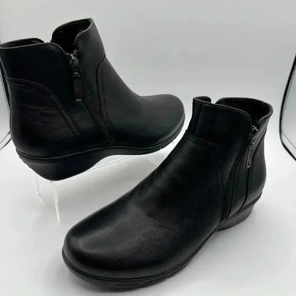 Propet Womens Black Leather Ankle Boots 11 W Double Zipper Comfortable & Stylish - Picture 3 of 13